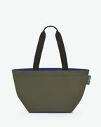 1028N shopping bag square bottom, long black polyamide handles, M size, zip, Hervé Chapelier, 4313 mousse indigo, two-tone nylon