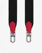 Packshot of a 1662A shoulder strap to hang on Hervé Chapelier bags. The strap is made of leather and polyamide in a medium size. Lanière bandoulière polyamide et cuir dans une taille M