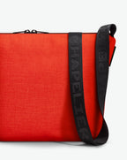 Packshot of a 1754CJQ shoulder crossbody bag with a large and long labeled “Chapelier” handle in polyamide The bag is made of solid polyamide, in a rectangular size Sac bandouliere epaule en nylon uni taille L