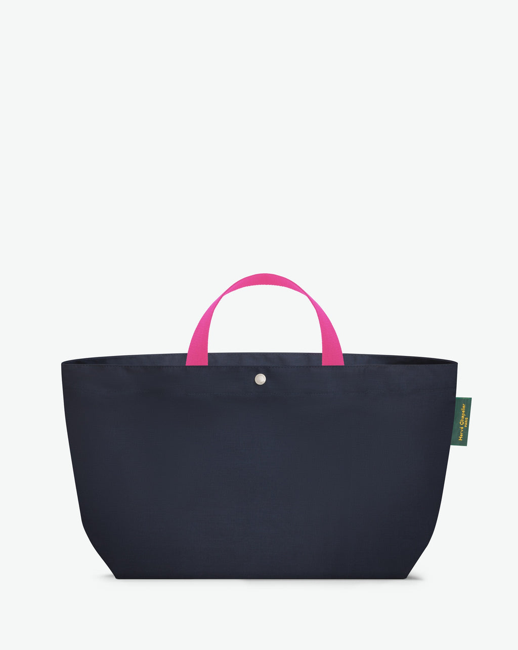 1837C travel bag rectangular bottom, short cotton look handles, L size, Hervé Chapelier, zip, inner pocket, 19N54 navy fuchsia, solid polyamide