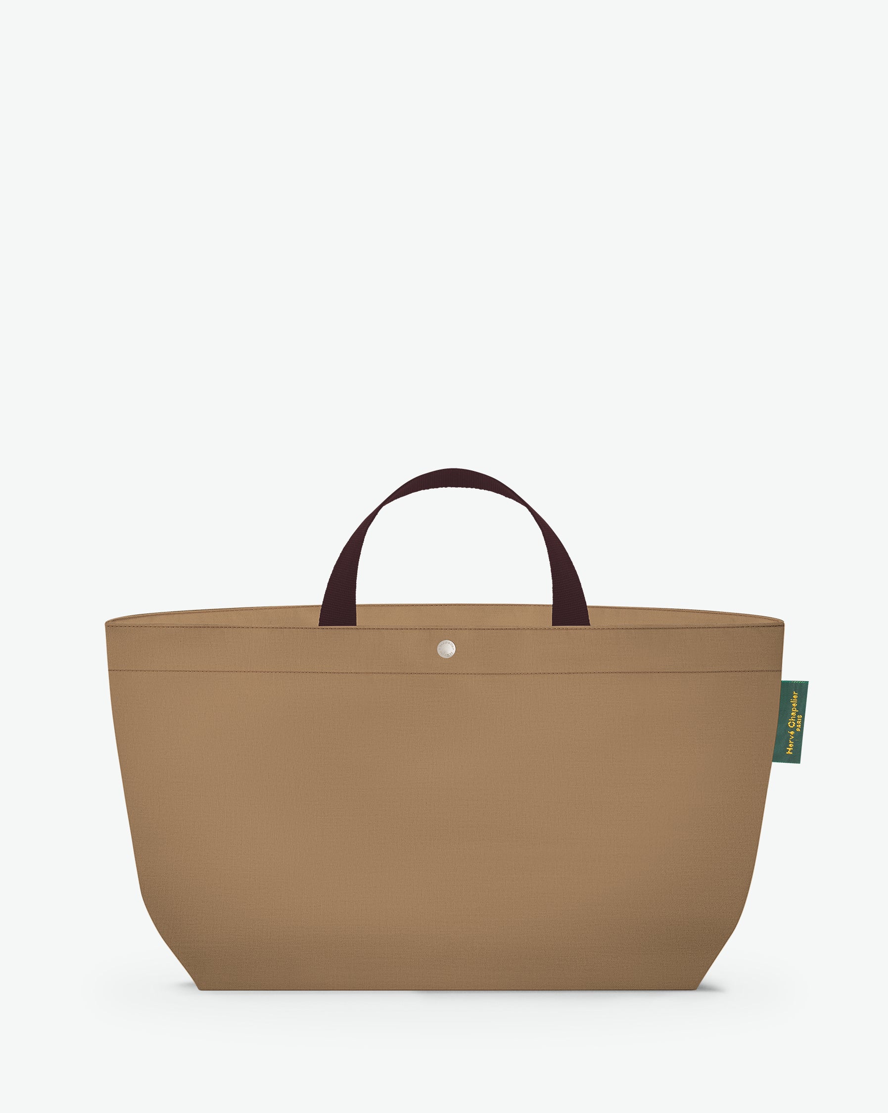 Packshot of a 1837C travel bag rectangular bottom with short polycotton handles and a zipper and an inside pocket. The bag is made of polyamide in a large size. Sac cabas a poignees courtes en polyamide uni format L