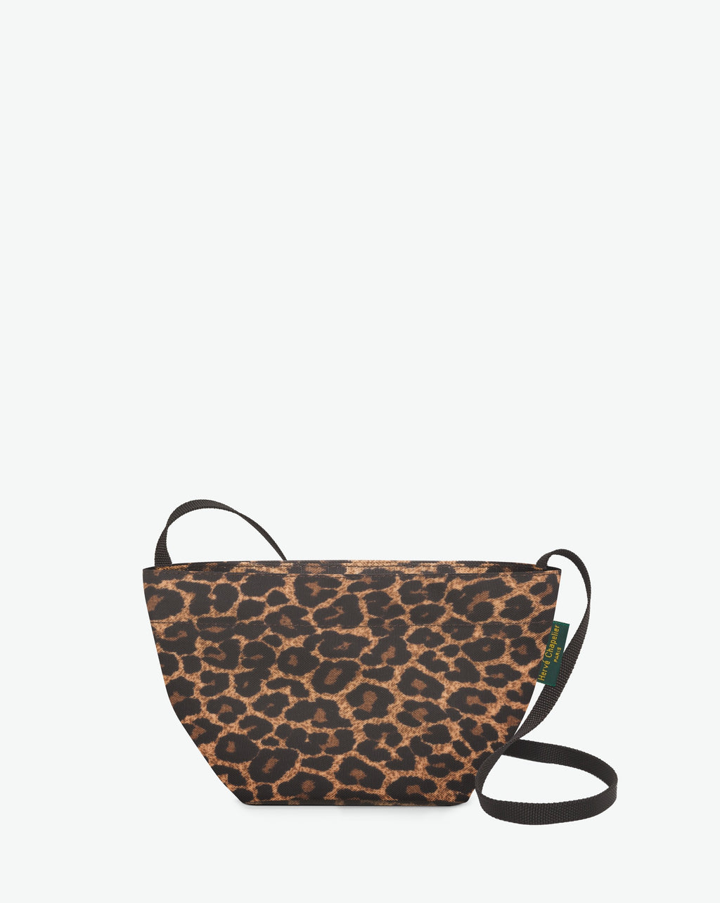 Packshot of a 1927F shoulder crossbody bag with a long handle in polyamide webbing and a zipper. The bag is made of printed nylon in an extra-small size. Mini sac bandouliere epaule en nylon imprime taille XS
