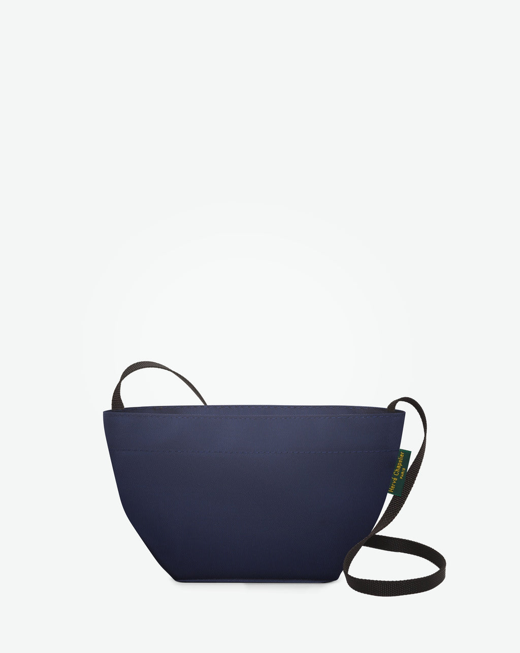 1927N crossbody bag square bottom, long polyamide webbing handle, S size, Hervé Chapelier, zip, 14 bleu nuit, nylon