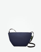 1927N crossbody bag square bottom, long polyamide webbing handle, S size, Hervé Chapelier, zip, 14 bleu nuit, nylon