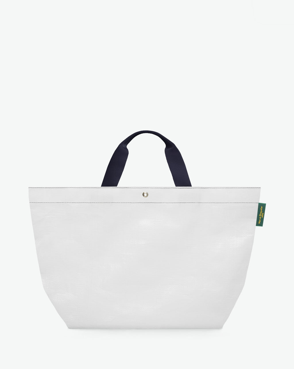 Sac cabas marché coloré en polypropylène, à fond rectangulaire et dans une taille M, aux poignées courtes de couleur en polyamide et à l'œillet décoratif.
