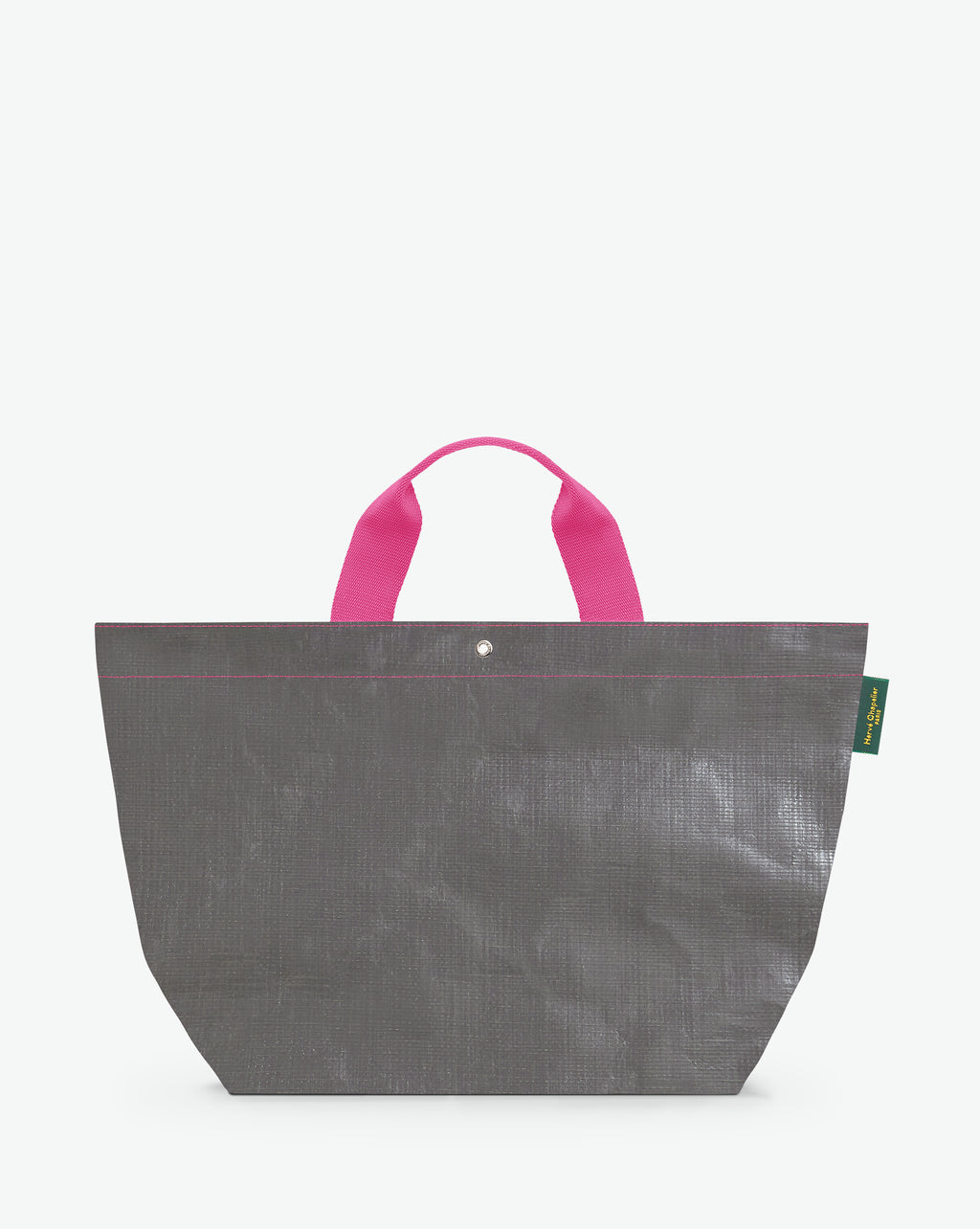 Sac cabas marché coloré en polypropylène, à fond rectangulaire et dans une taille M, aux poignées courtes de couleur en polyamide et à l'œillet décoratif.