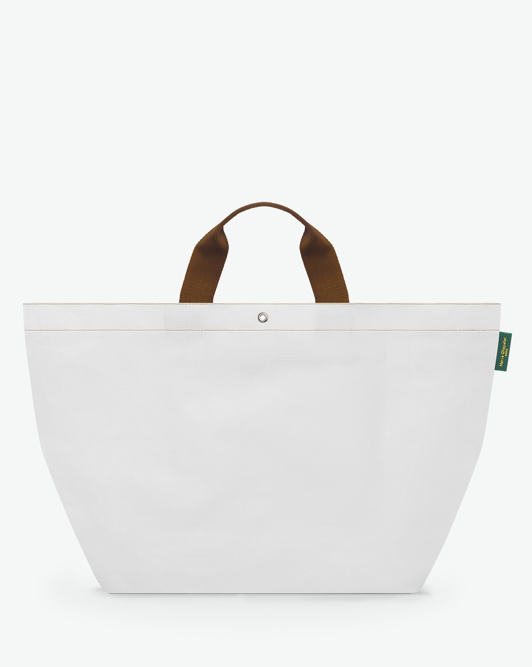 Sac cabas marché coloré en polypropylène, à fond carré et dans une taille XL, aux poignées courtes de couleur en polyamide et à l'œillet décoratif.