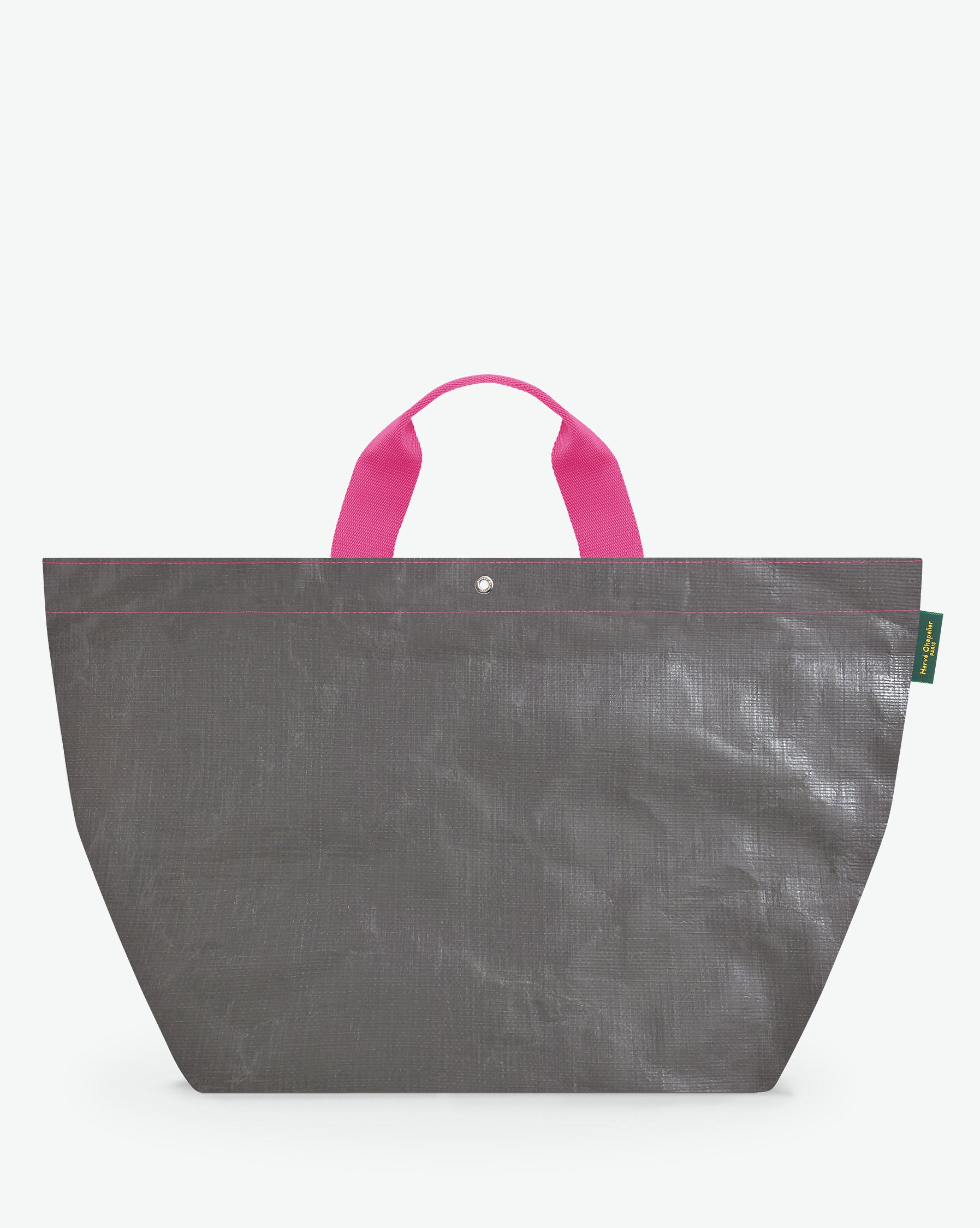 Sac cabas marché coloré en polypropylène, à fond carré et dans une taille XL, aux poignées courtes de couleur en polyamide et à l'œillet décoratif.