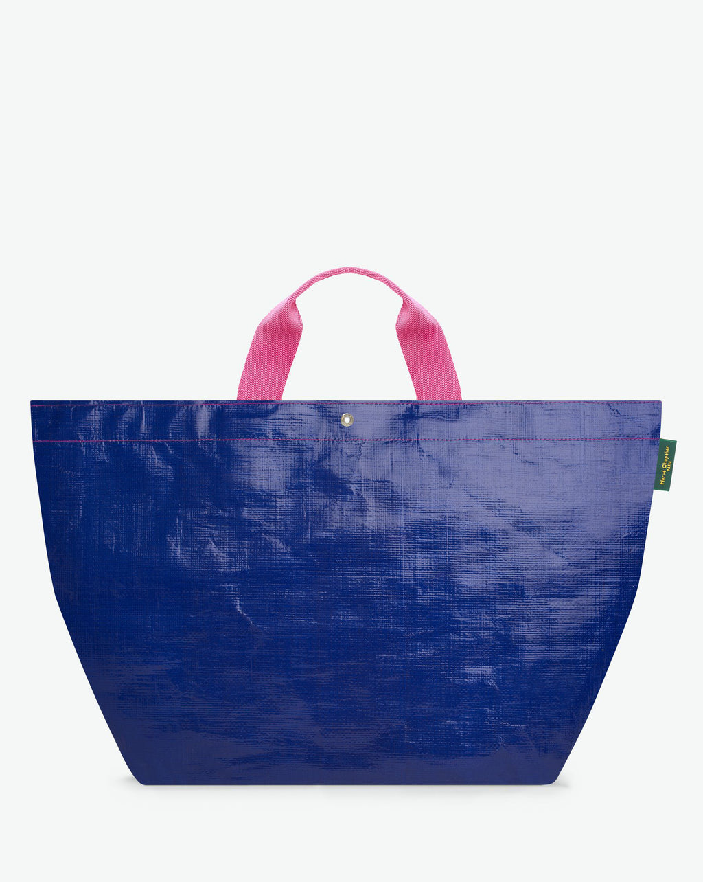 Sac cabas marché coloré en polypropylène, à fond carré et dans une taille XL, aux poignées courtes de couleur en polyamide et à l'œillet décoratif.