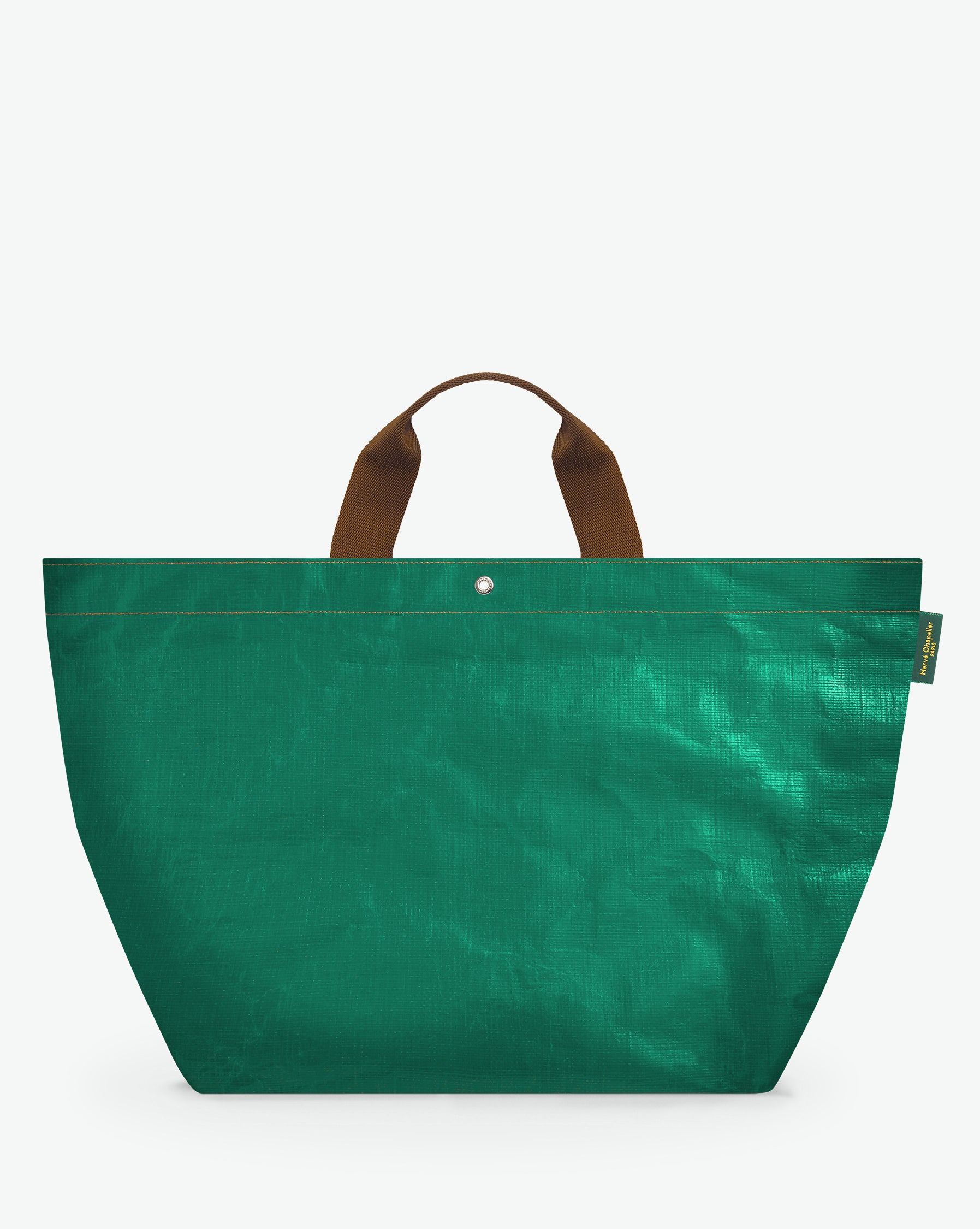 Sac cabas marché coloré en polypropylène, à fond carré et dans une taille XL, aux poignées courtes de couleur en polyamide et à l'œillet décoratif.