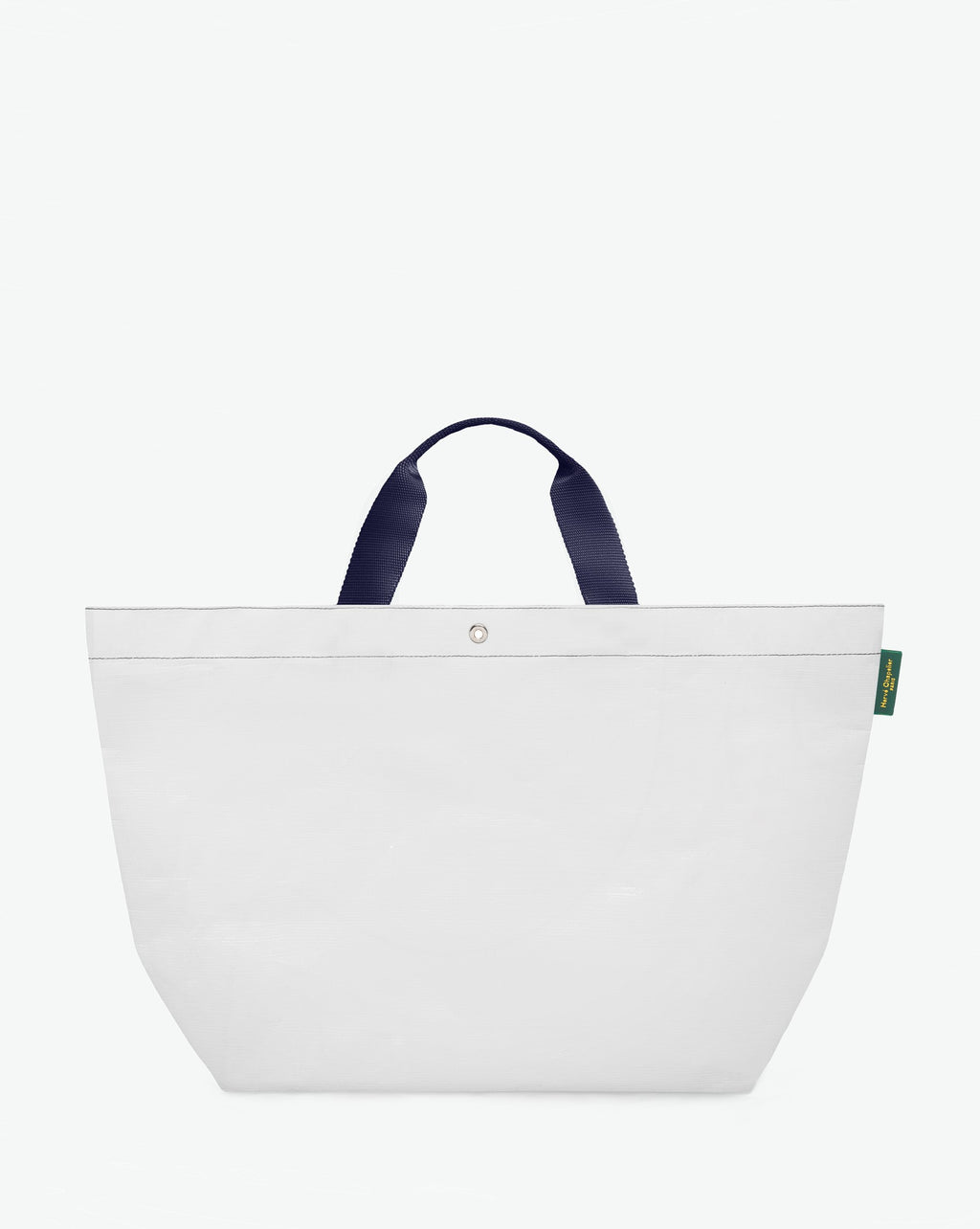 Sac cabas marché coloré en polypropylène, à fond rectangulaire et dans une taille L, aux poignées courtes de couleur en polyamide et à l'œillet décoratif.