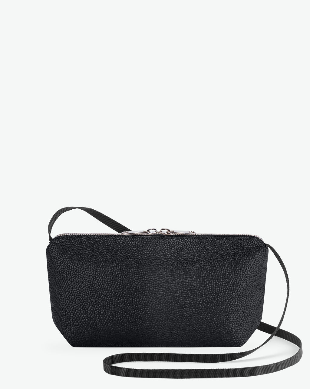 Packshot of a 2784G rectangular crossbody bag with a zipper and a long handle in polyamide webbing in a size S. Bag made of pebbled grain coated canvas. Sac bandoulière toile enduite dans une taille S