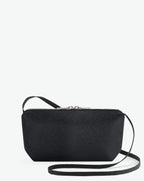 Packshot of a 2784G rectangular crossbody bag with a zipper and a long handle in polyamide webbing in a size S. Bag made of pebbled grain coated canvas. Sac bandoulière toile enduite dans une taille S