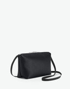 Packshot of a 2784G rectangular crossbody bag with a zipper and a long handle in polyamide webbing in a size S. Bag made of pebbled grain coated canvas. Sac bandoulière toile enduite dans une taille S