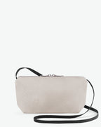 2784G crossbody bag rectangular bottom, long polyamide webbing handle, M size, Hervé Chapelier, zip, 63 mastic, pebbled grained coated canvas