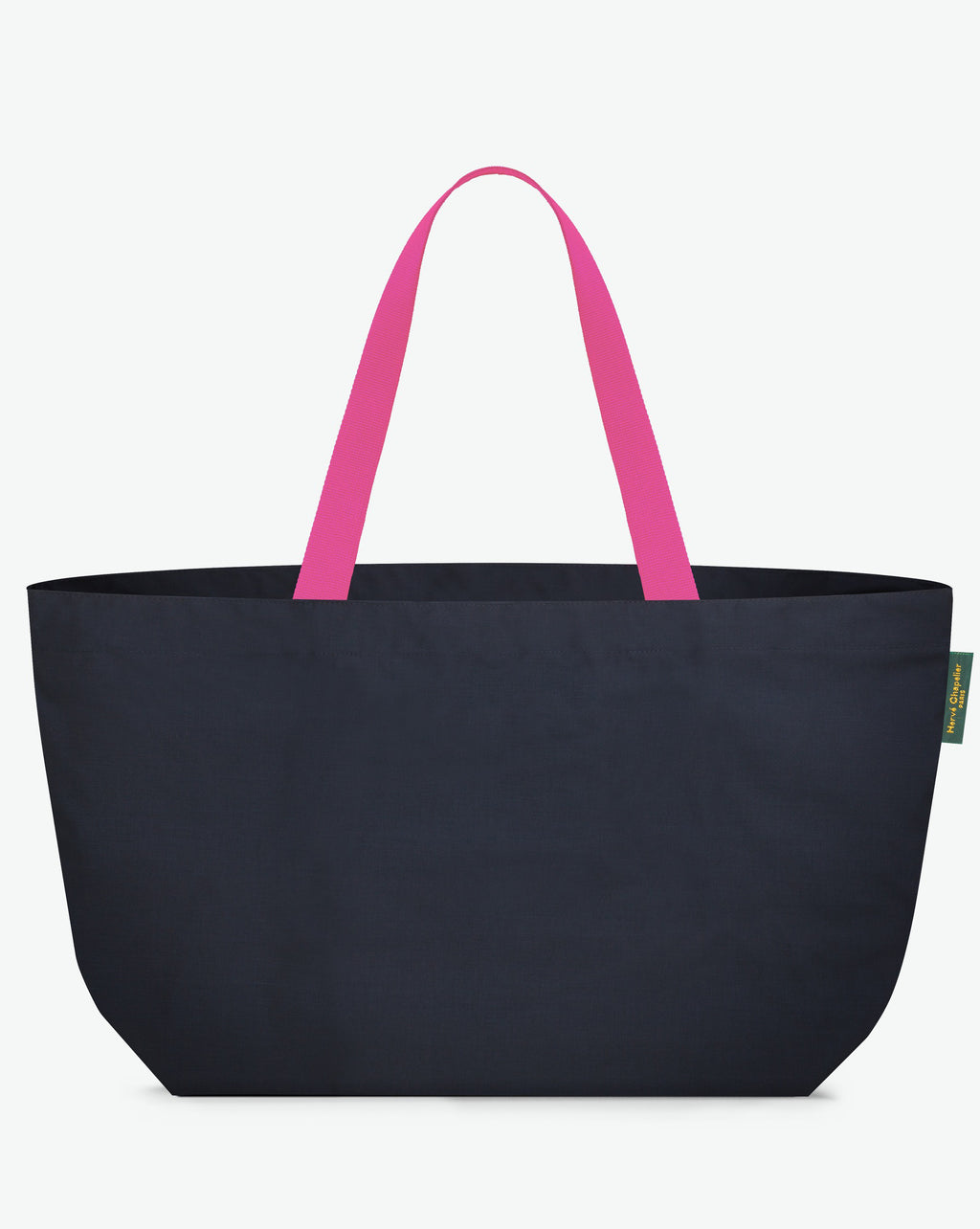 2839C travel bag rectangular bottom, long cotton look handles, XL size, Hervé Chapelier, zip, inner pocket, 19N54 navy fuchsia, solid polyamide