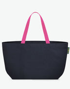 2839C travel bag rectangular bottom, long cotton look handles, XL size, Hervé Chapelier, zip, inner pocket, 19N54 navy fuchsia, solid polyamide