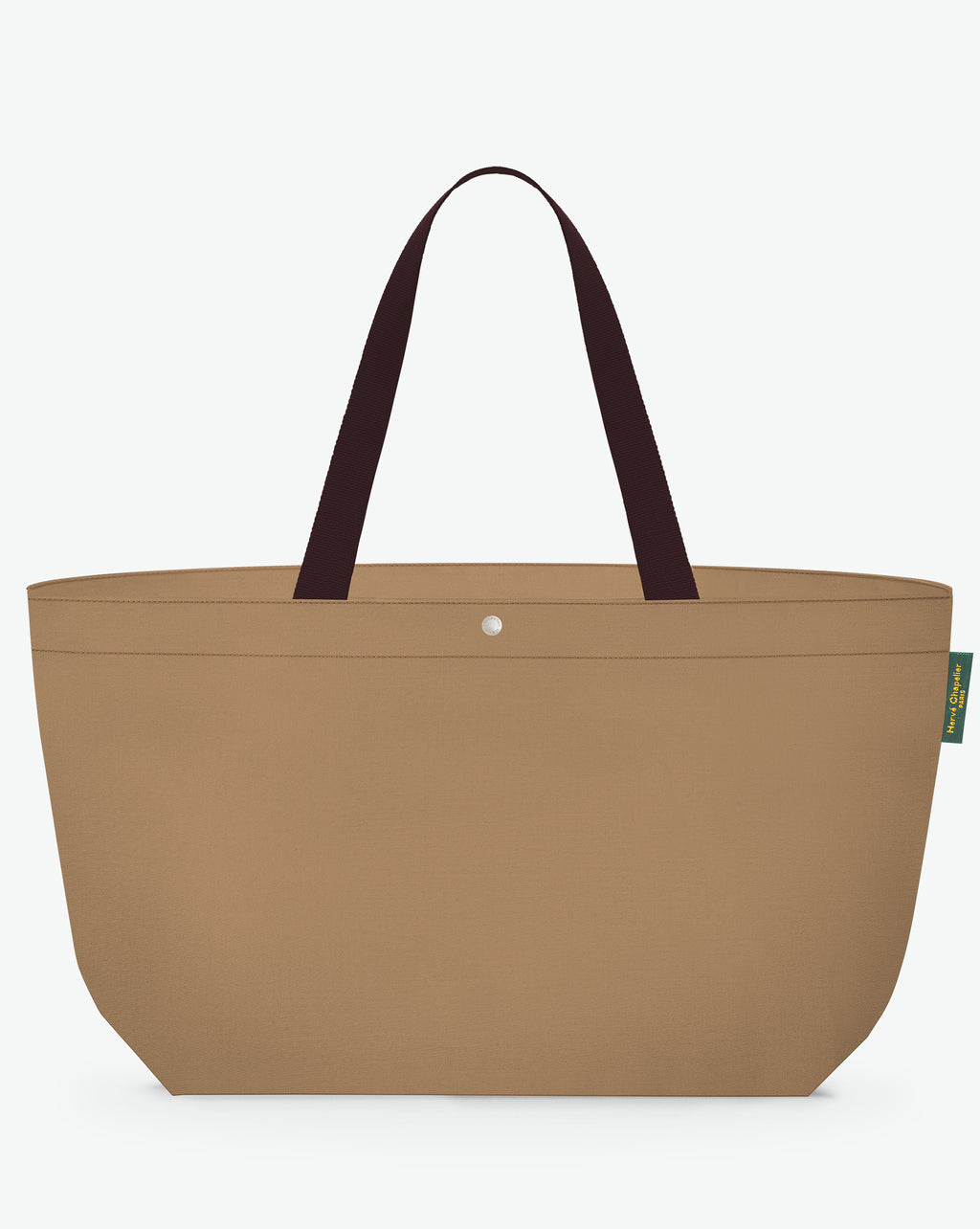 Packshot of a 2839C travel bag rectangular bottom with long polycotton handles and a zipper and an inside pocket. This extra-large bag is made of solid polyamide. Sac cabas a poignees courtes en polyamide format XL