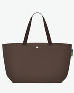 2839C travel bag rectangular bottom, long cotton look handles, XL size, Hervé Chapelier, zip, inner pocket, 6969 moka moka, solid polyamide
