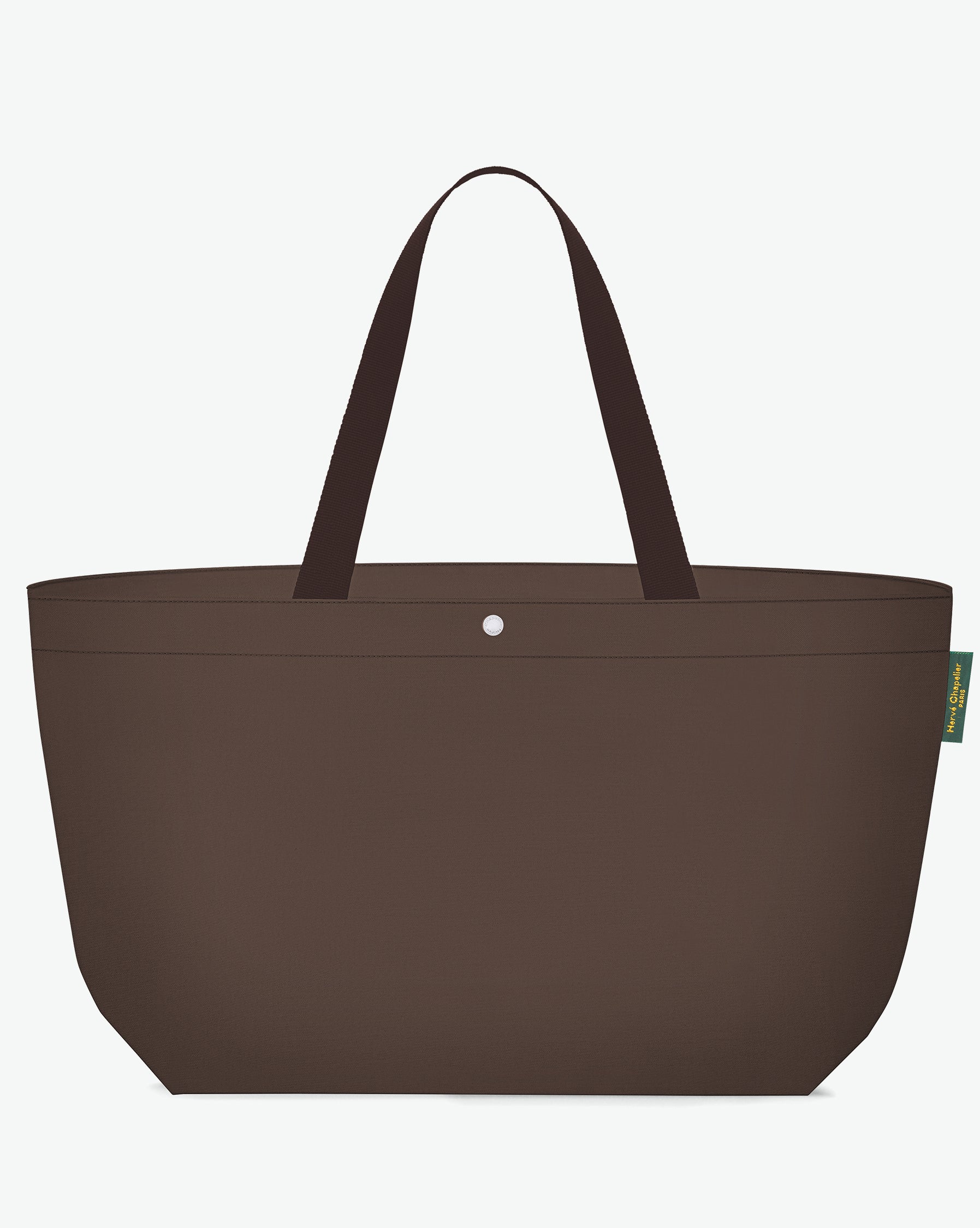 2839C travel bag rectangular bottom, long cotton look handles, XL size, Hervé Chapelier, zip, inner pocket, 6969 moka moka, solid polyamide