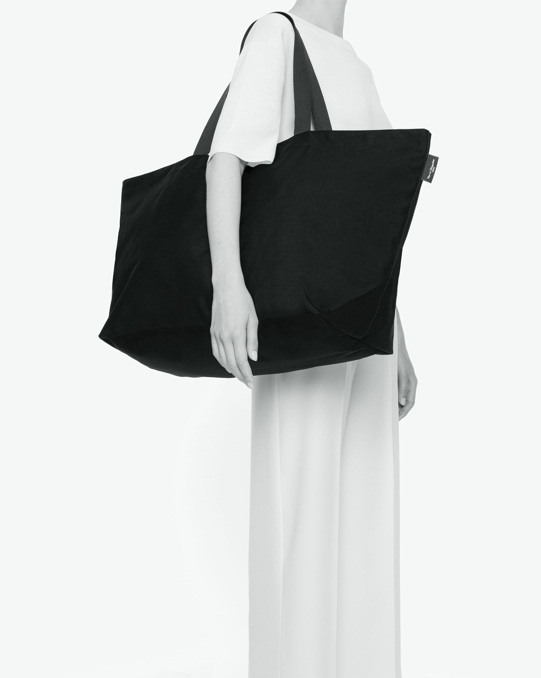 2839C travel bag rectangular bottom, long cotton look handles, XL size, Hervé Chapelier, zip, inner pocket, solid polyamide
