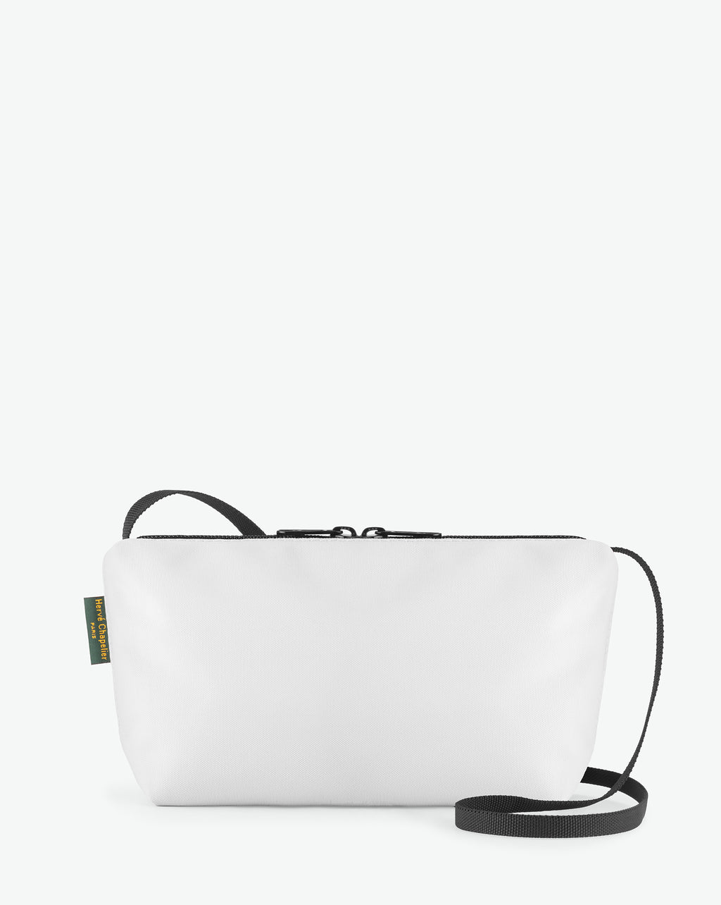 Packshot of a 2884N shoulder crossbody bag with a long handle in polyamide webbing and a zip with double closure. The bag is made of solid nylon, in a rectangular size. Sac bandouliere epaule en nylon uni taille S