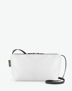 Packshot of a 2884N shoulder crossbody bag with a long handle in polyamide webbing and a zip with double closure. The bag is made of solid nylon, in a rectangular size. Sac bandouliere epaule en nylon uni taille S
