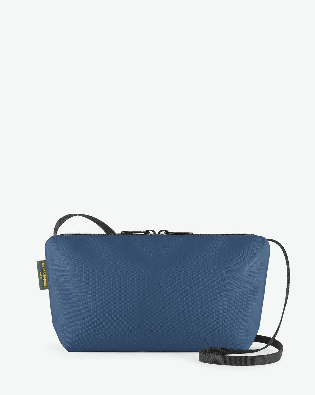 2884N crossbody bag rectangular bottom, long polyamide webbing handle, M size, Hervé Chapelier, zip, 08 bleu lave, solid nylon