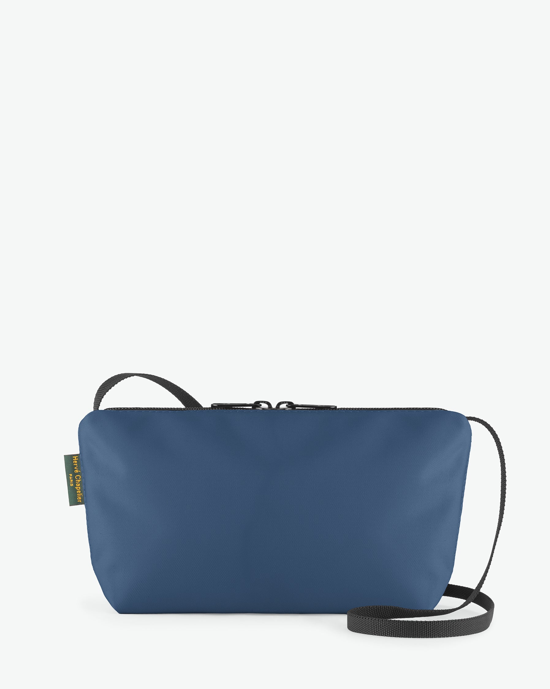 2884N crossbody bag rectangular bottom, long polyamide webbing handle, M size, Hervé Chapelier, zip, 08 bleu lave, solid nylon