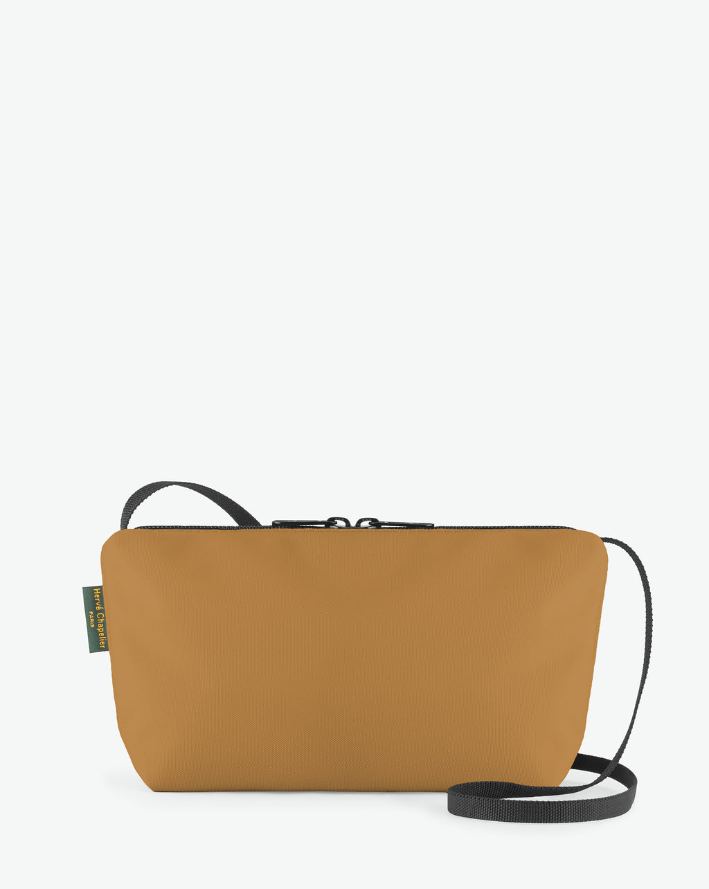 Packshot of a 2884N shoulder crossbody bag with a long handle in polyamide webbing and a zip with double closure. The bag is made of solid nylon, in a rectangular size. Sac bandouliere epaule en nylon uni taille S