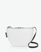 Packshot of a 2885N shoulder crossbody bag with a long handle in polyamide webbing and a zip with double closure. The bag is made of solid nylon in a small size. Sac bandouliere epaule en nylon uni taille S