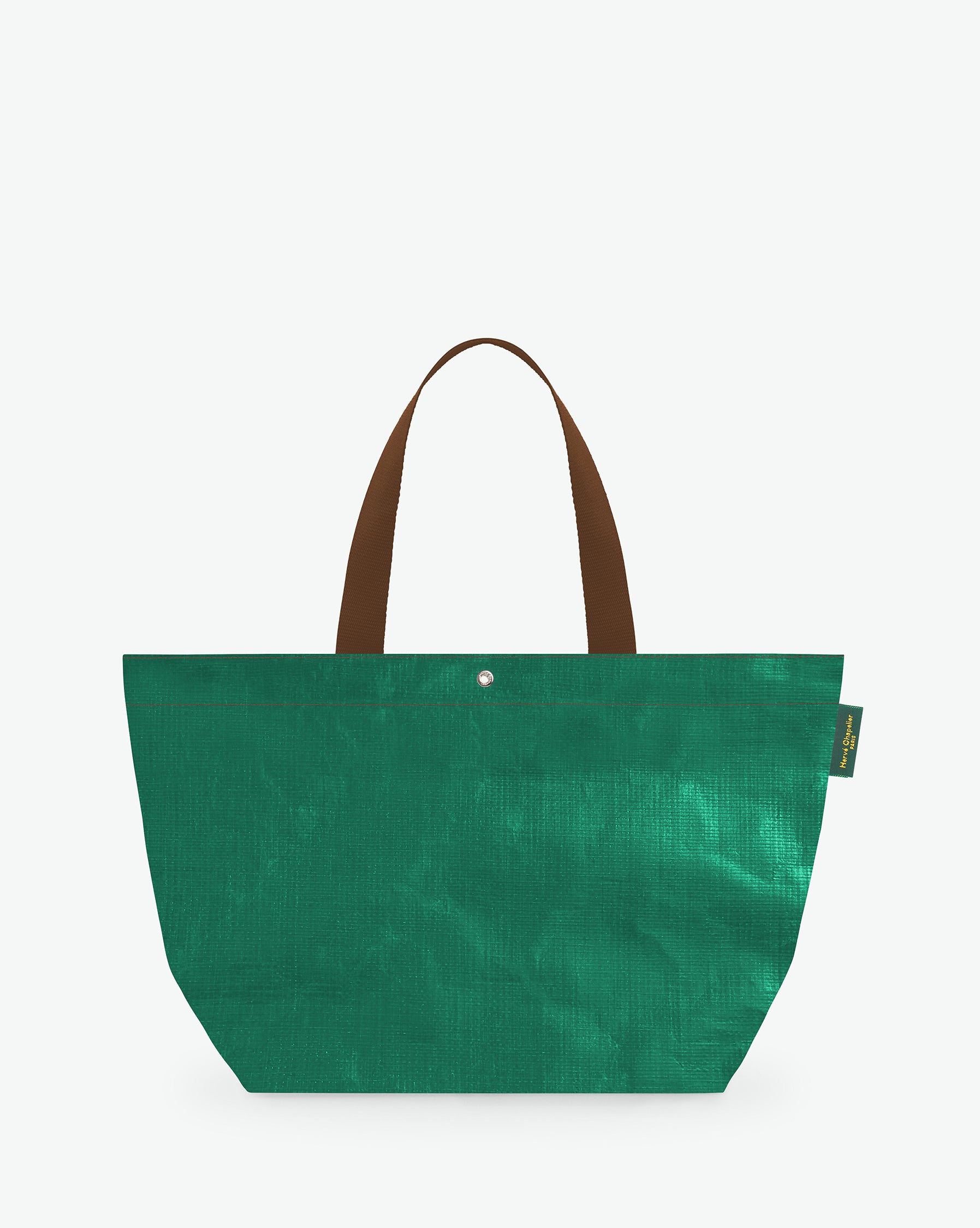 4012PP shopping bag rectangular bottom, long polyamide handles, M size, Hervé Chapelier, decorative eyelet, 4961 foret sable, polyethylene