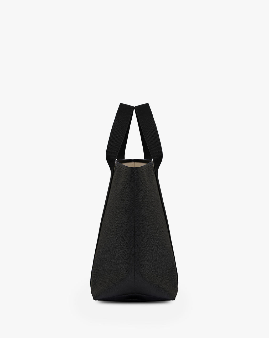 Sac à main en toile enduite grainée, à fond rectangulaire et dans une taille M, et aux poignées courtes de couleur à l'aspect coton faisant le tour du sac.