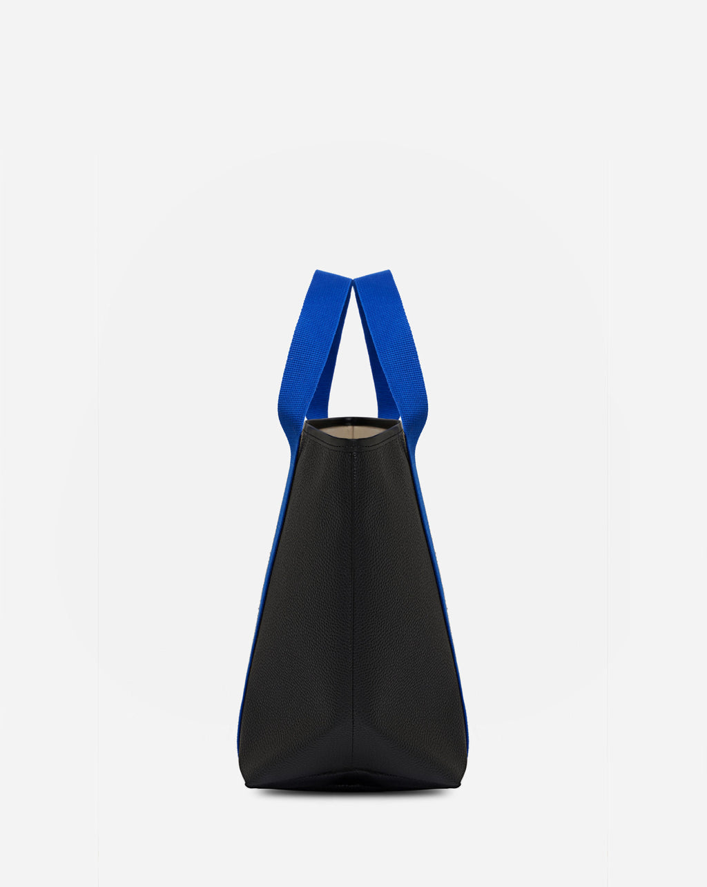 Sac à main en toile enduite grainée, à fond rectangulaire et dans une taille M, et aux poignées courtes de couleur à l'aspect coton faisant le tour du sac.