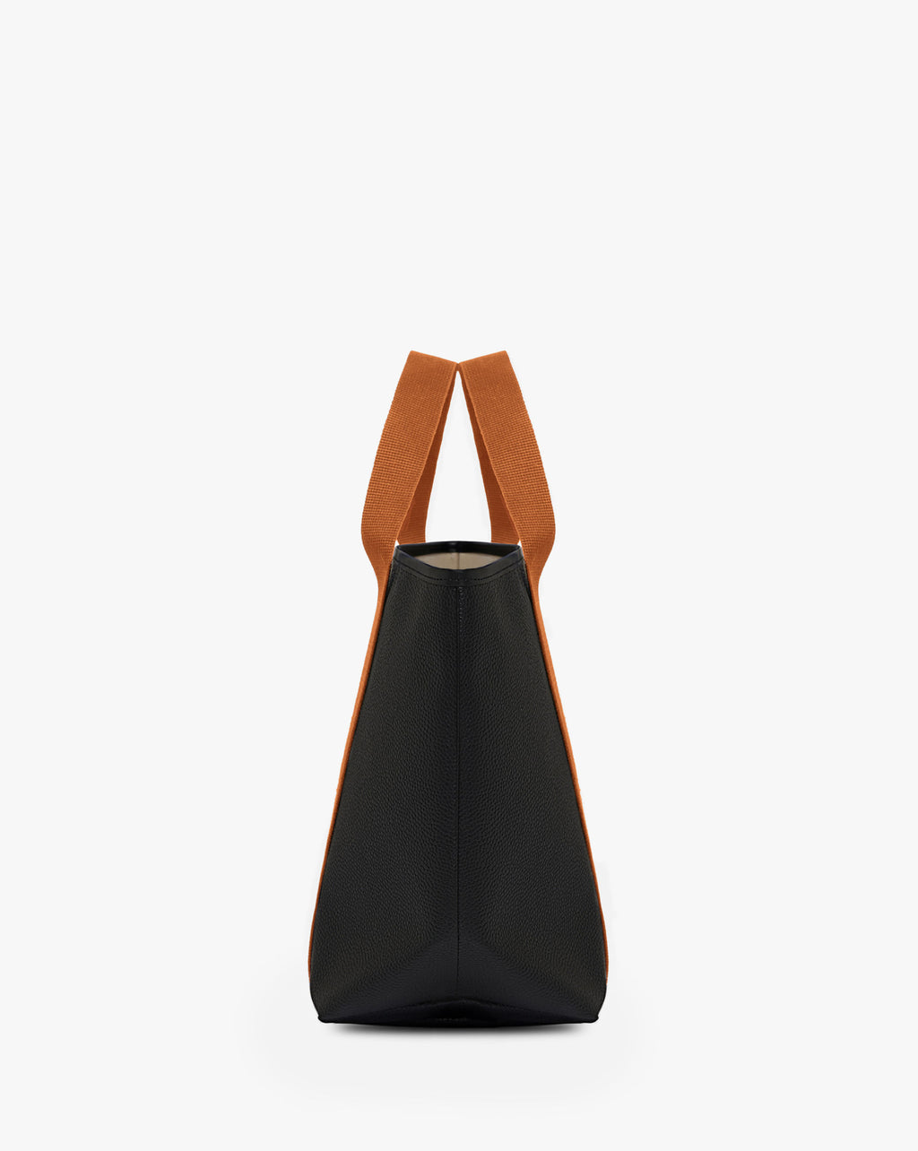 Sac à main en toile enduite grainée, à fond rectangulaire et dans une taille M, et aux poignées courtes de couleur à l'aspect coton faisant le tour du sac.