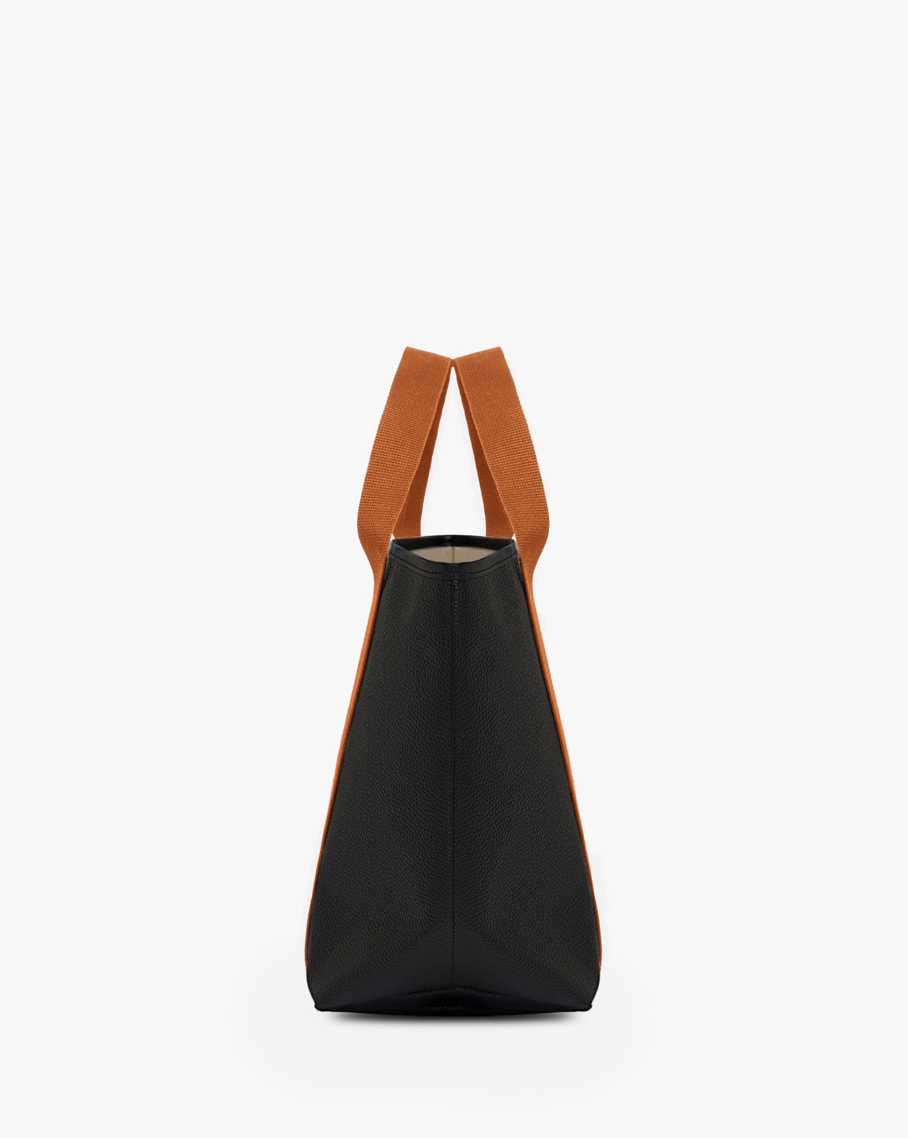 Sac à main en toile enduite grainée, à fond rectangulaire et dans une taille M, et aux poignées courtes de couleur à l'aspect coton faisant le tour du sac.