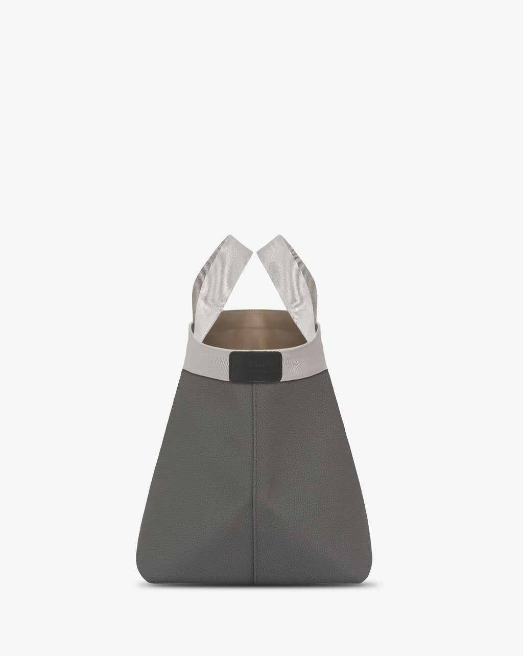 Sac à main en toile enduite grainée en taille M, au fond carré et aux poignées courtes de couleur à l'aspect coton, ainsi qu'à la poche intérieure avec bouton pression.