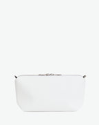 Packshot of a 8784G clutch bag pouch rectangular with a zipper and 2 rings in a small size. The tote is made of pebbled grain coated canvas. Sac pochette rectangulaire toile enduite dans une taille S