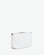 Packshot of a 8784G clutch bag pouch rectangular with a zipper and 2 rings in a small size. The tote is made of pebbled grain coated canvas. Sac pochette rectangulaire toile enduite dans une taille S