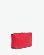 Packshot of a 8784G clutch bag pouch rectangular with a zipper and 2 rings in a small size. The tote is made of pebbled grain coated canvas. Sac pochette rectangulaire toile enduite dans une taille S