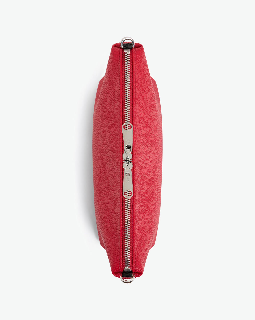 Packshot of a 8784G clutch bag pouch rectangular with a zipper and 2 rings in a small size. The tote is made of pebbled grain coated canvas. Sac pochette rectangulaire toile enduite dans une taille S