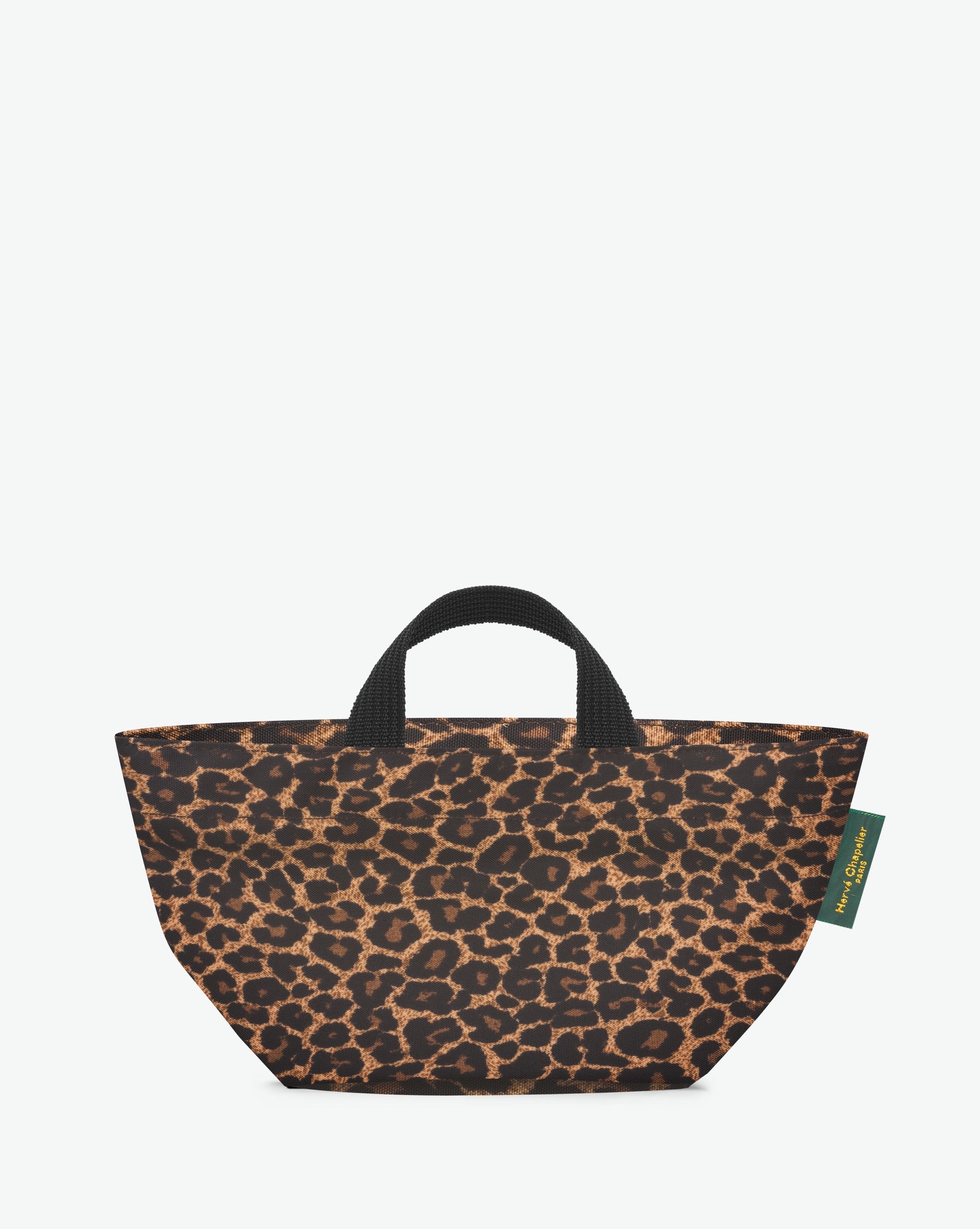 Packshot of a 901F tote bag with short polyprop handles and a zipper. The bag is made of nylon in a fancy print in a small size. Sac cabas a poignees courtes en nylon imprime dans un format S