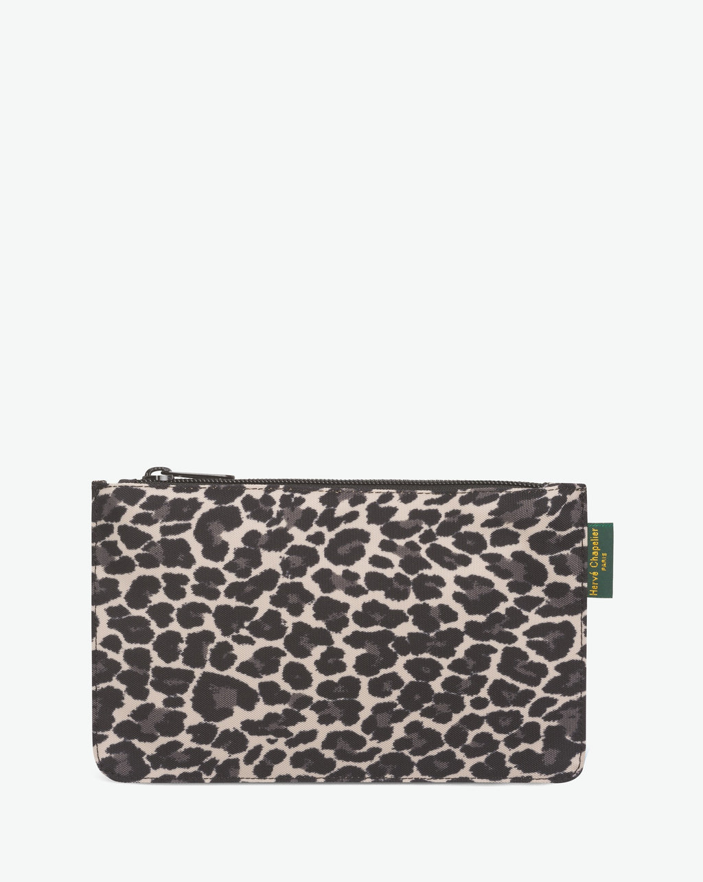 902F flat pouch rectangular bottom, XS size, Hervé Chapelier, F29 panthere blanc gris, printed nylon