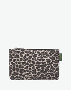 902F flat pouch rectangular bottom, XS size, Hervé Chapelier, F29 panthere blanc gris, printed nylon