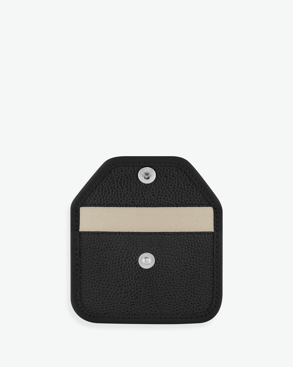 Packshot of a 905GL card holder accessory with a snap button and one inside pocket. The card holder is made of coated canvas and leather edges. Porte-cartes en toile enduite et bords en cuir dans une taille XS.
