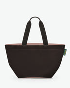 925N shopping bag square bottom, long polyamide handles, L size, zip, Hervé Chapelier, 6955 moka petale, two-tone nylon