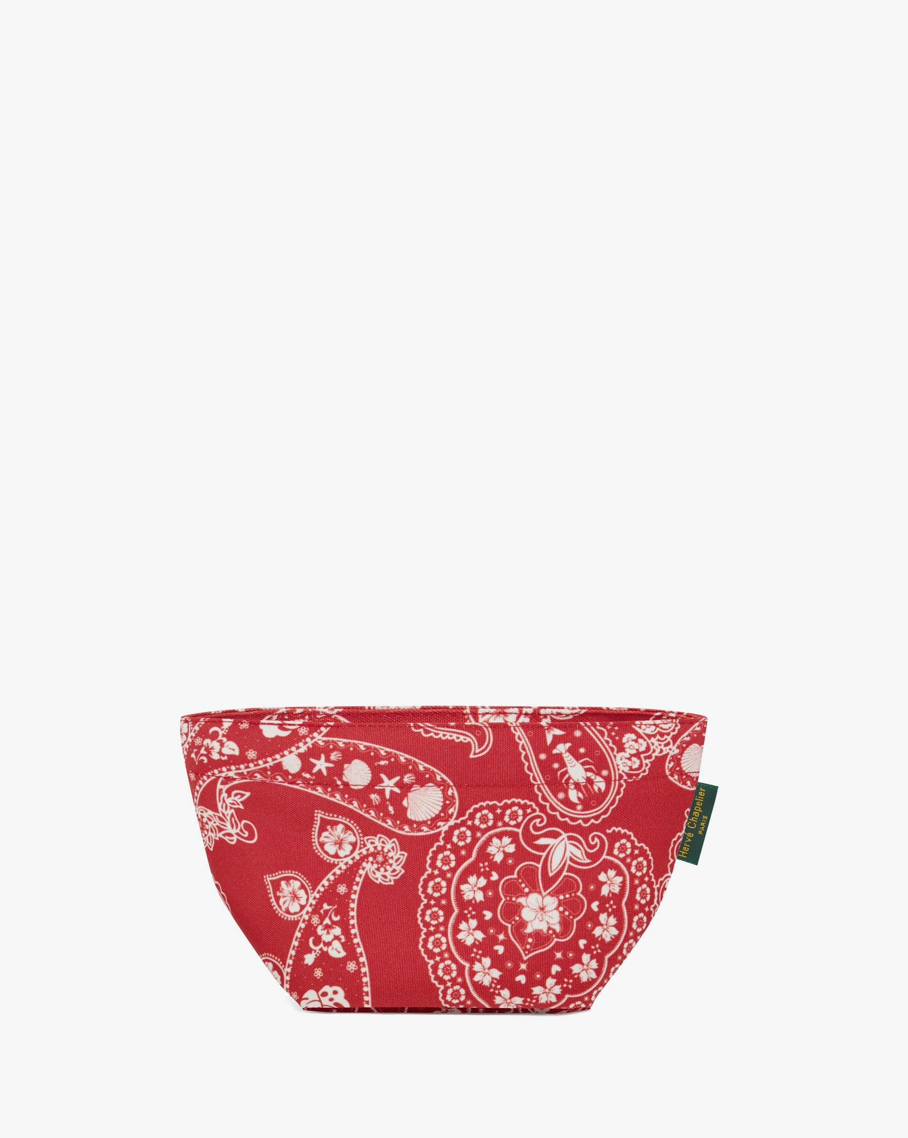 Packshot of a 927F mini tote with a square bottom and a zipper. The tote is made of printed nylon in an extra-small size. Mini cabas en nylon imprime fantaisie dans une taille XS