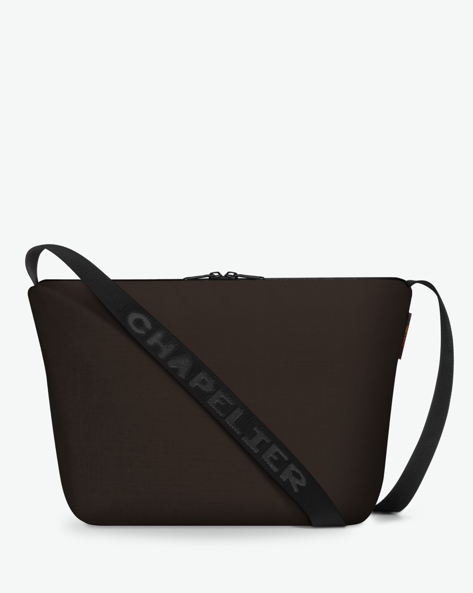 Hervé Chapelier -  - "Packshot of a 1754CJQ shoulder crossbody bag
with a large and long labeled “Chapelier” handle in polyamide
The bag is made of solid polyamide