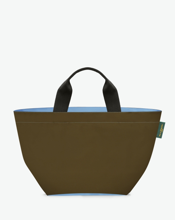 Hervé Chapelier -  - "Packshot of a 1027N tote bag with short polyprop handles and a zipper and an inside pocket. The bag is made of solid nylon in a medium size. Sac cabas a poignees courtes en nylon bicolore dans un format M"