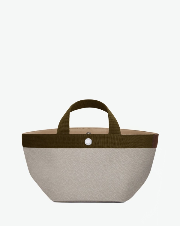 Hervé Chapelier -  - "Packshot of a 701GP tote bag
with short handles and polycotton webbing and an inside pocket.
The bag is made of pebbled grain coated canvas in a small size.
Sac cabas en toile enduite dans un format S"